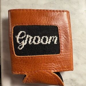 Brown Leather Groom Can Cooler